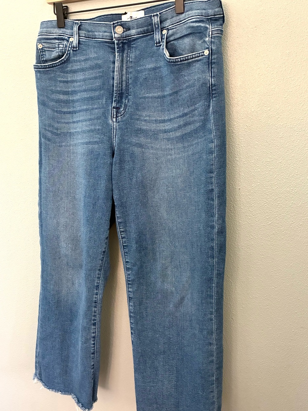 7 For All Mankind Alexa Cropped Jeans Womens 32 High Rise Straight Crop Raw Hem - Picture 5 of 8